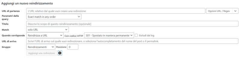 Schermata del plugin SEO per WordPress Redirection